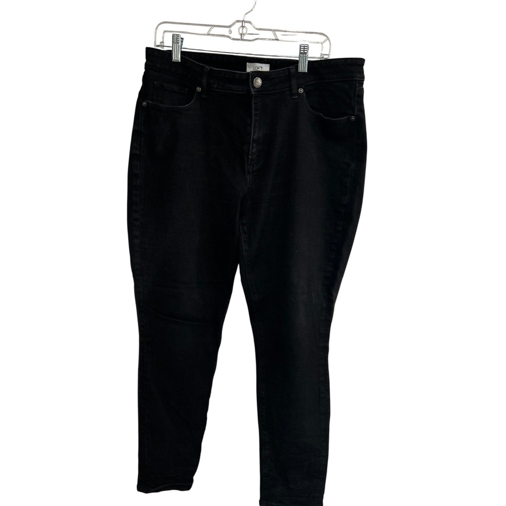 Loft Outlet Curvy Skinny Jeans Womens 14 Black High Rise Stretch Denim Pants